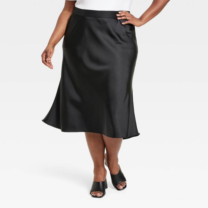 Women's Satin Skirt - Ava & Viv Black