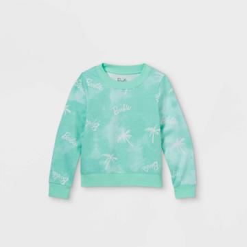 Mattel Girls' Barbie Palm Trees Printed Pullover Sweatshirt - Green