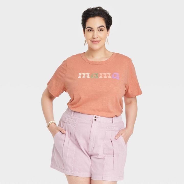 Women's Plus Size Short Sleeve T-shirt - Universal Thread Apricot Orange