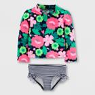 Baby Girls' 2pc Long Sleeve Floral Rash Guard Set - Just One You Made By Carter's Navy 3m, Girl's, Blue