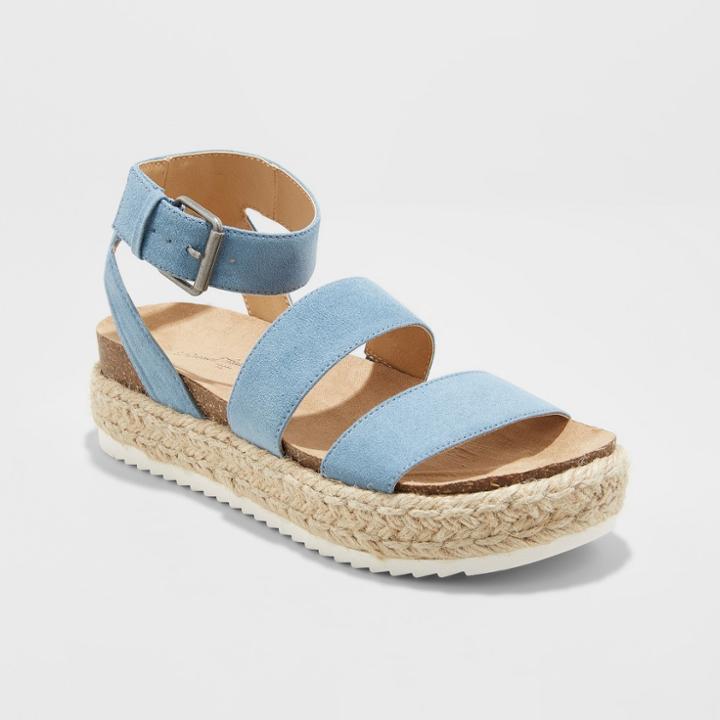 Women's Agnes Microsuede Wide Width Flatform Espadrille - Universal Thread Blue 5.5w,