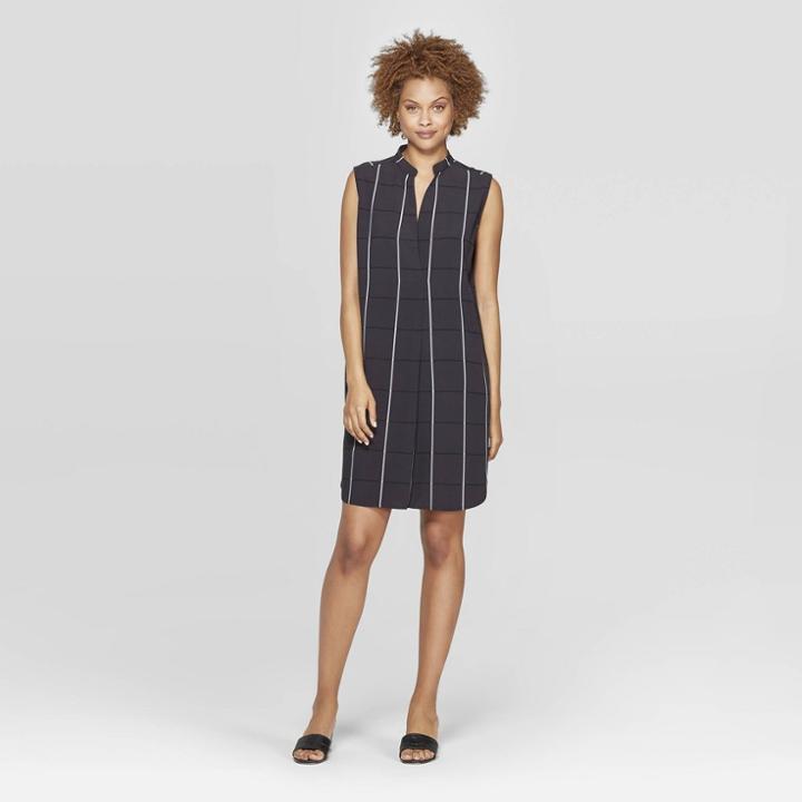 Women's Sleeveless Deep V-neck Tunic Dress - Prologue Black