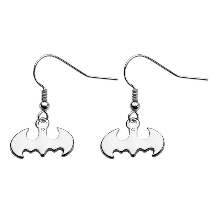 Women's Dc Comics Batman Logo Cut Out Stainless Steel Hook Dangle Earrings -