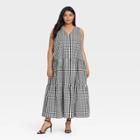 Women's Plus Size Sleeveless Dress - Who What Wear Black/white Gingham Check