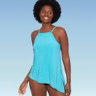 Women's Slimming Control Asymmetrical Hem Tankini Top - Dreamsuit By Miracle Brands Deep Ocean
