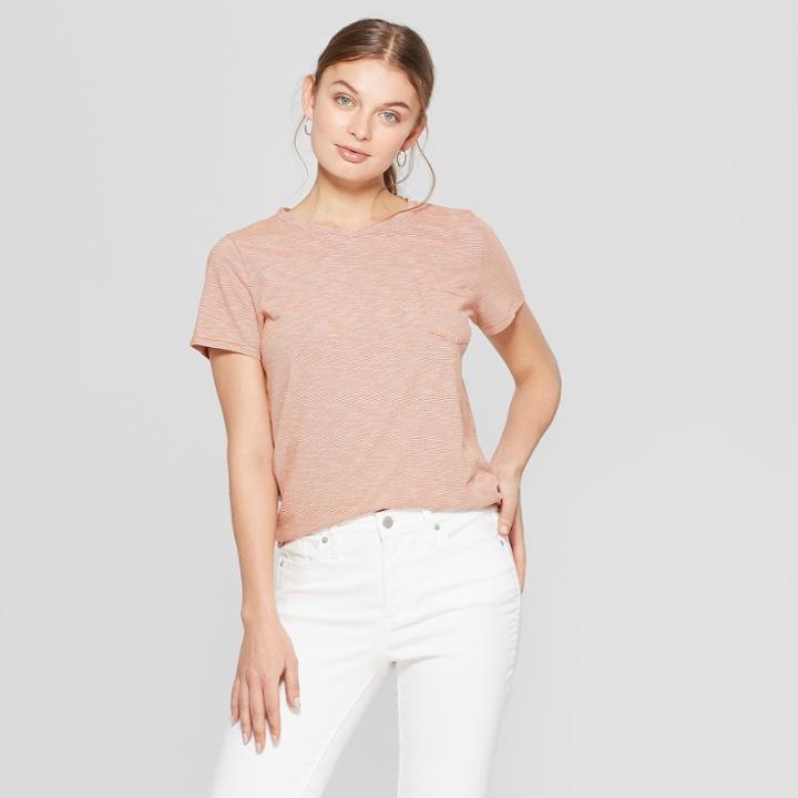 Women's Meriwether Short Sleeve Crew Neck Pocket T-shirt - Universal Thread Orange