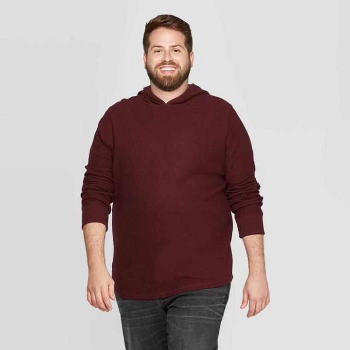 Men's Tall Casual Fit Pullover Hooded Sweatshirt - Goodfellow & Co Pomegranate Mystery Xlt, Red