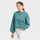 Women's Shrunken Sweatshirt - Universal Thread Teal