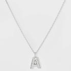 Silver Plated Cubic Zirconia 'a' Pendant Necklace - A New Day