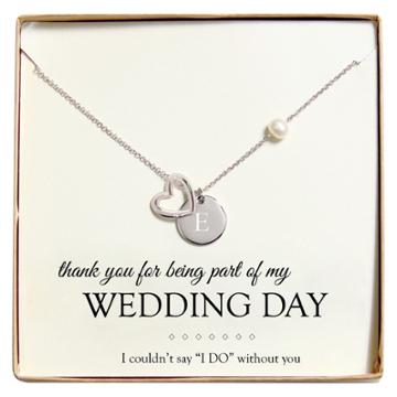 Cathy's Concepts Monogram Wedding Day Open Heart Charm Party Necklace - E,
