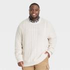 Men's Big & Tall Crew Neck Cable Knit Pullover - Goodfellow & Co Cream
