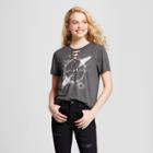 Women's Let's Get Lost Short Sleeve Lace-up Neck Graphic T-shirt - Modern Lux (juniors') - Charcoal Heather