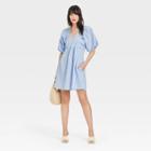 Women's Puff Short Sleeve Dress - A New Day Blue