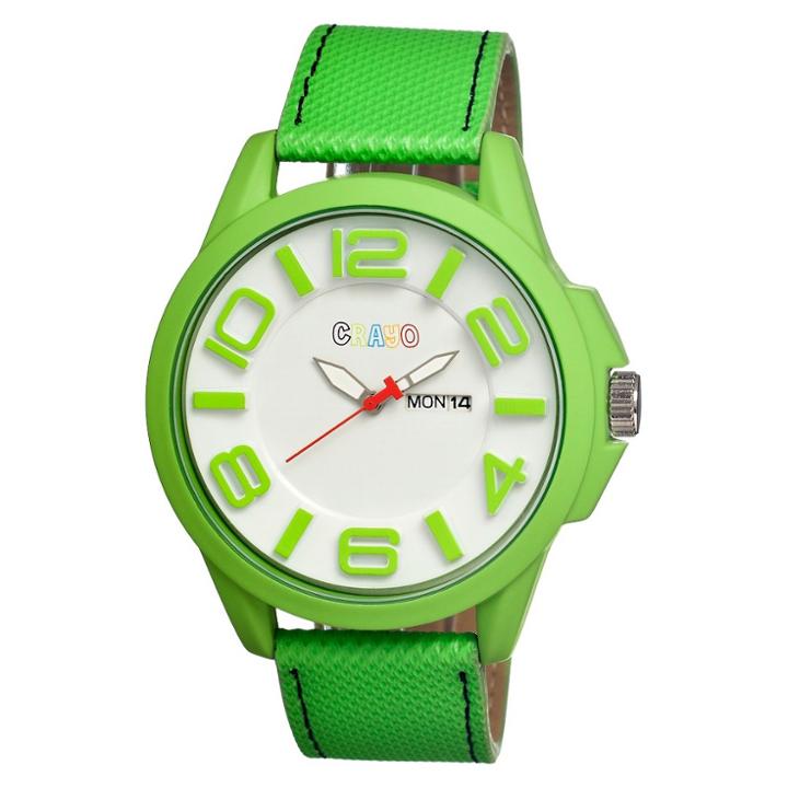 Men's Crayo Horizon Watch With Raised 3d Markers And Numbers - Green