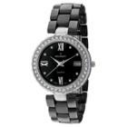 Peugeot Watches Women's Peugeot Crystal Accented Ceramic Bracelet Watch - Black/silver