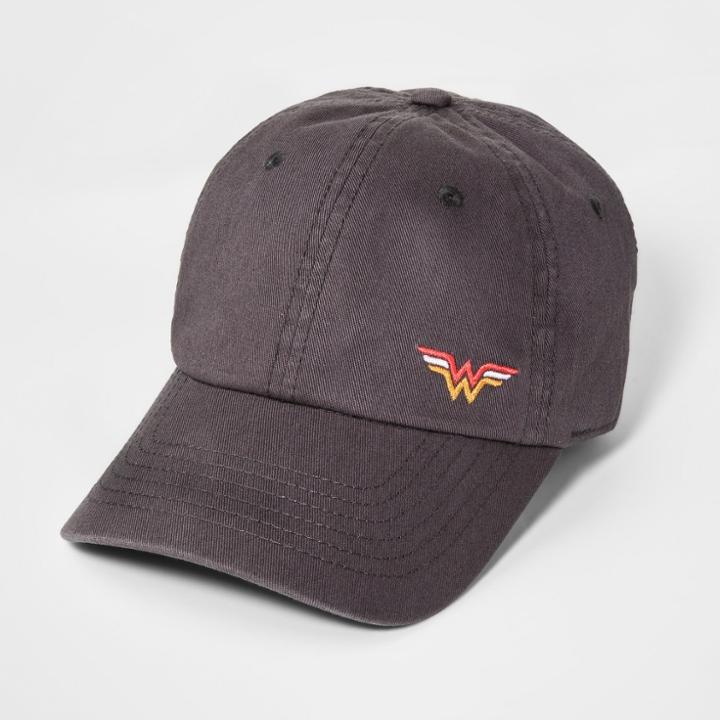 Junk Food Wonder Woman Embroidered Baseball Hat - Black