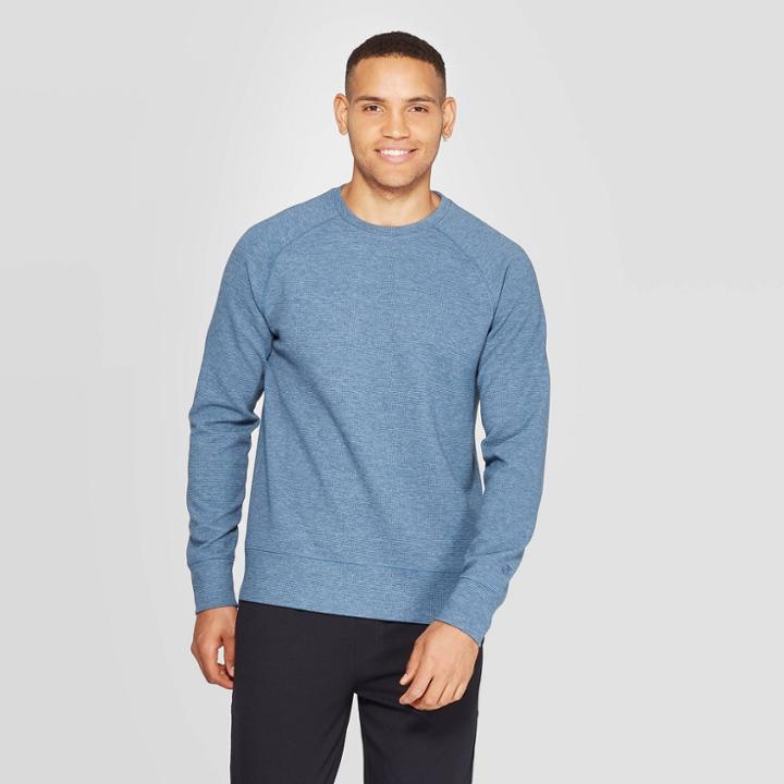Men's Waffle Knit Crew Sweatshirt - C9 Champion Jeston Blue Heather S, Size: Small, Jeston Blue Grey