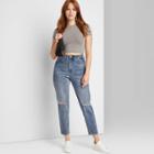 Women's Super-high Rise Distressed Curvy Mom Taper Jeans - Wild Fable