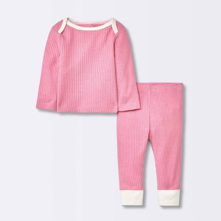 Baby 2pc Waffle Top & Bottom Set - Cloud Island Pink Newborn
