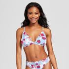 Vanilla Beach Women's Scallop Triangle Bikini Top - Blue Floral D/dd Cup