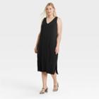 Women's Plus Size Sleeveless Knit Dress - A New Day Black