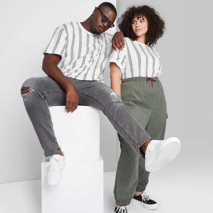 Adult Extended Striped Regular Fit Crewneck Long Sleeve T-shirt - Original Use True White/stripe