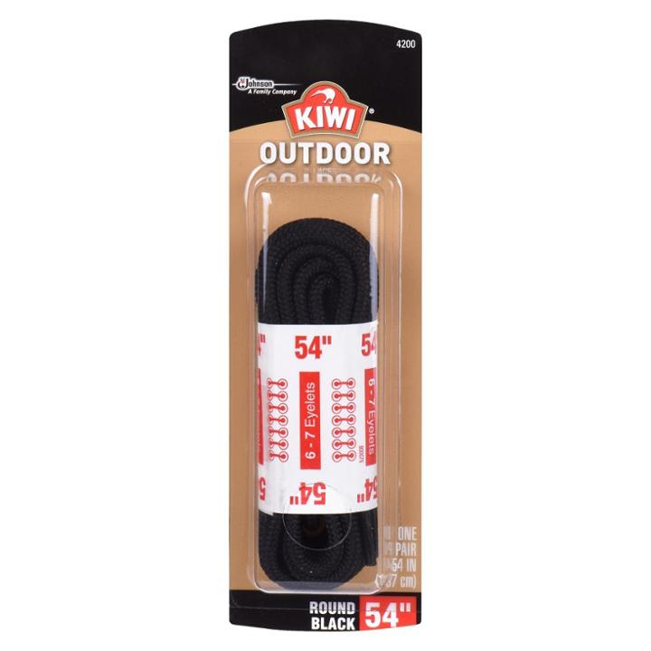 Kiwi Outdoor Round Laces Black 54 1 Pair, Adult Unisex