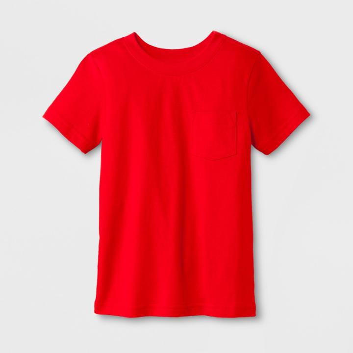Toddler Boys' Pocket Short Sleeve T-shirt - Cat & Jack Red 18m, Wowzer Red