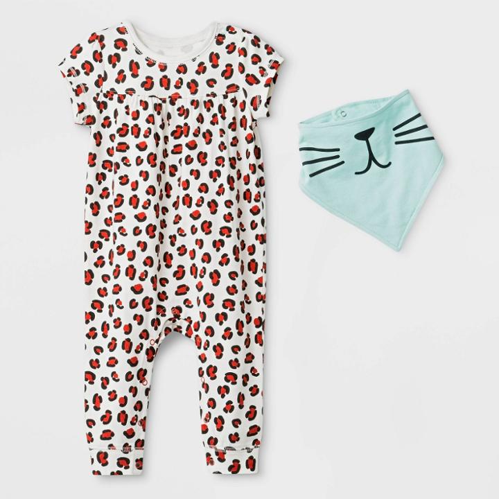 Baby Girls' Bib Romper - Cat & Jack White Newborn, Girl's