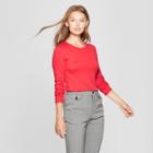 Women's Fitted Long Sleeve Crew T-shirt - A New Day Beach Pink