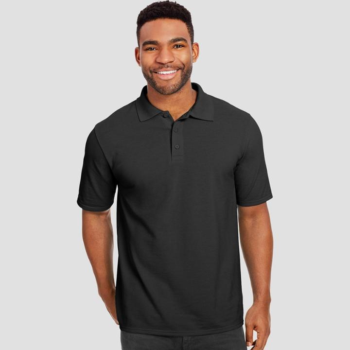 Hanes Men's Big & Tall Short Sleeve X-temp Performance Pique Polo Shirt - Black