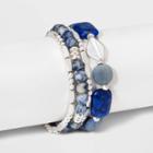 Semi-precious Blue Lapis And Blue Aventurine Stretch Bracelet - Universal Thread Blue, Women's