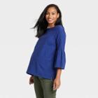 The Nines By Hatch Bell 3/4 Sleeve Tiered Maternity Blouse - Dark Blue
