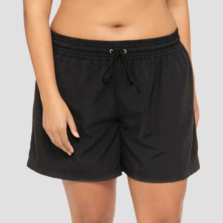 Women's Plus Size Boardshorts Swim Bottom - Ava & Viv Black