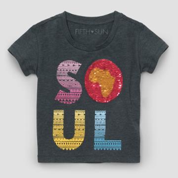 Fifth Sun Toddler Girls' Short Sleeve Soul Pattern T-shirt - Charcoal Heather