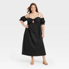 Women's Plus Size Sleeveless Tie-front Dress - A New Day Black