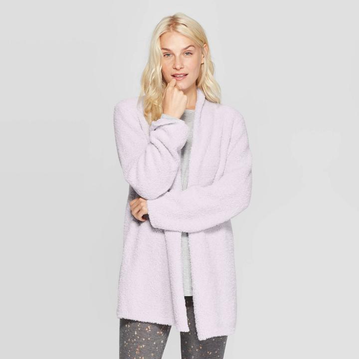 Women's Cozy Plush Sleep Cardigan Stars Above Gray Xl/xxl, Women's