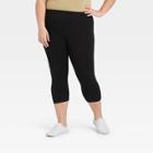 Women's Plus Size High-waisted Capri Leggings - Ava & Viv Black X