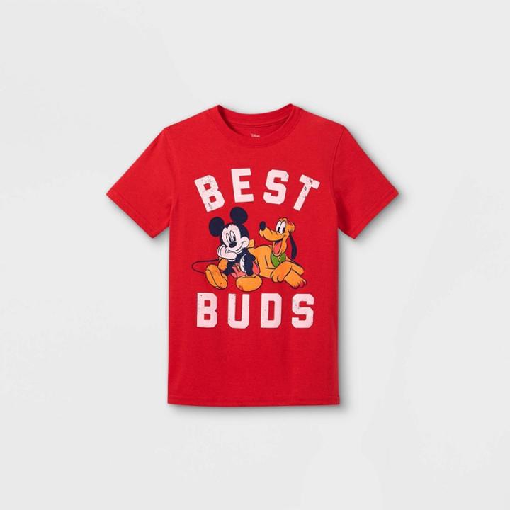 Boys' Disney Mickey Mouse & Friends Best Buds Short Sleeve Graphic T-shirt - Red Xs - Disney