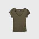 Women's Short Sleeve V-neck T-shirt - Wild Fable Olive Green Xs, Green Green