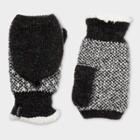 Isotoner Women's Yarn Flip Top Mitten - Black One Size, Black/white