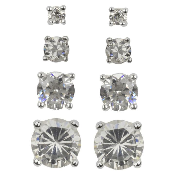 Target Sterling Silver Cubic Zirconia Quad Multi Size Stud Earring