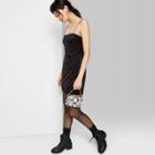 Women's Animal Print Sleeveless Square Neck Flocked Velvet Mini Dress - Wild Fable Black