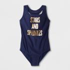 Girls' Stars And Sparkles One Piece Swim Suit - Cat & Jack Navy