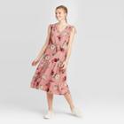 Women's Floral Print Sleeveless V-neck Tiered Midi Dress - Xhilaration Blush Xs, Women's, Pink