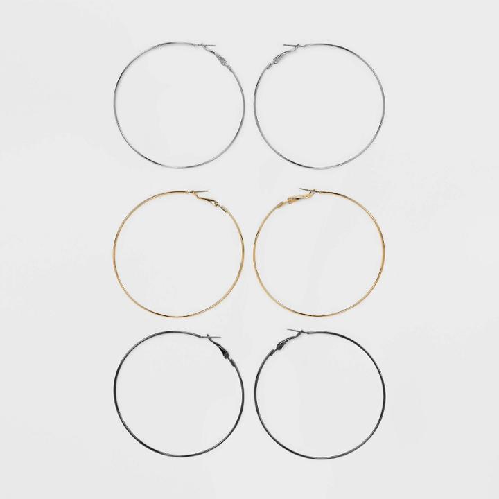 Hoop Earring Set 3pc - Wild Fable Gold/silver