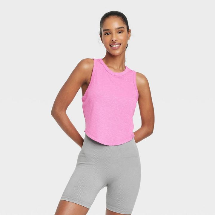Women's Ribbed Cropped Tank Top - Joylab Berry Pink