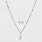 Silver Plated Cubic Zirconia 'r' Initial Earring And Pendant Necklace Set - A New Day