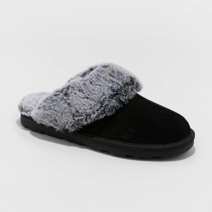 Women's Chandra Genuine Suede Scuff Slide Slippers - Stars Above Black