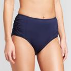 Mossimo Women's Ruched High Waist Bikini Bottom - Navy (blue) -